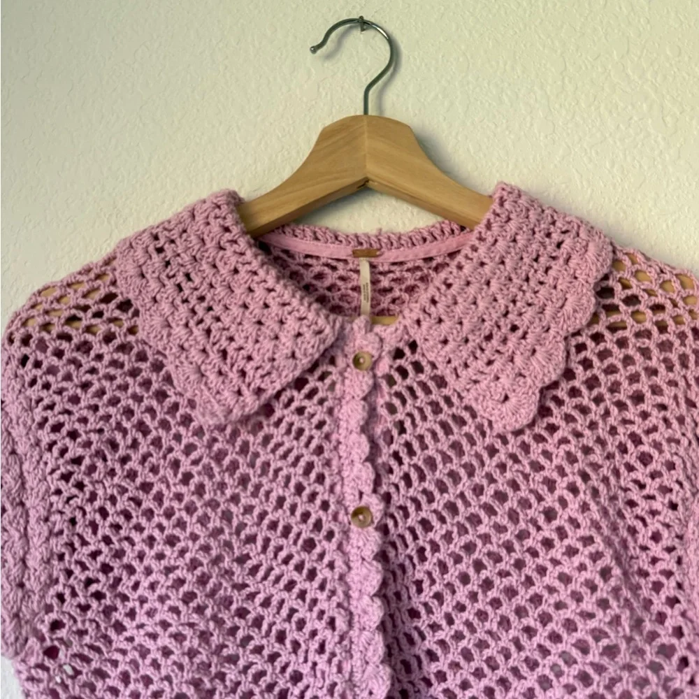 Free People Collared Crochet Cardigan - Picture 6 of 10